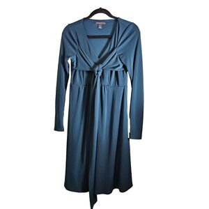 A Pea in the Pod Womens Small Petite Green Maternity Dress Tie Front Long Sleeve
